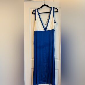 NWT Commense Blue Silk Maxi Dress